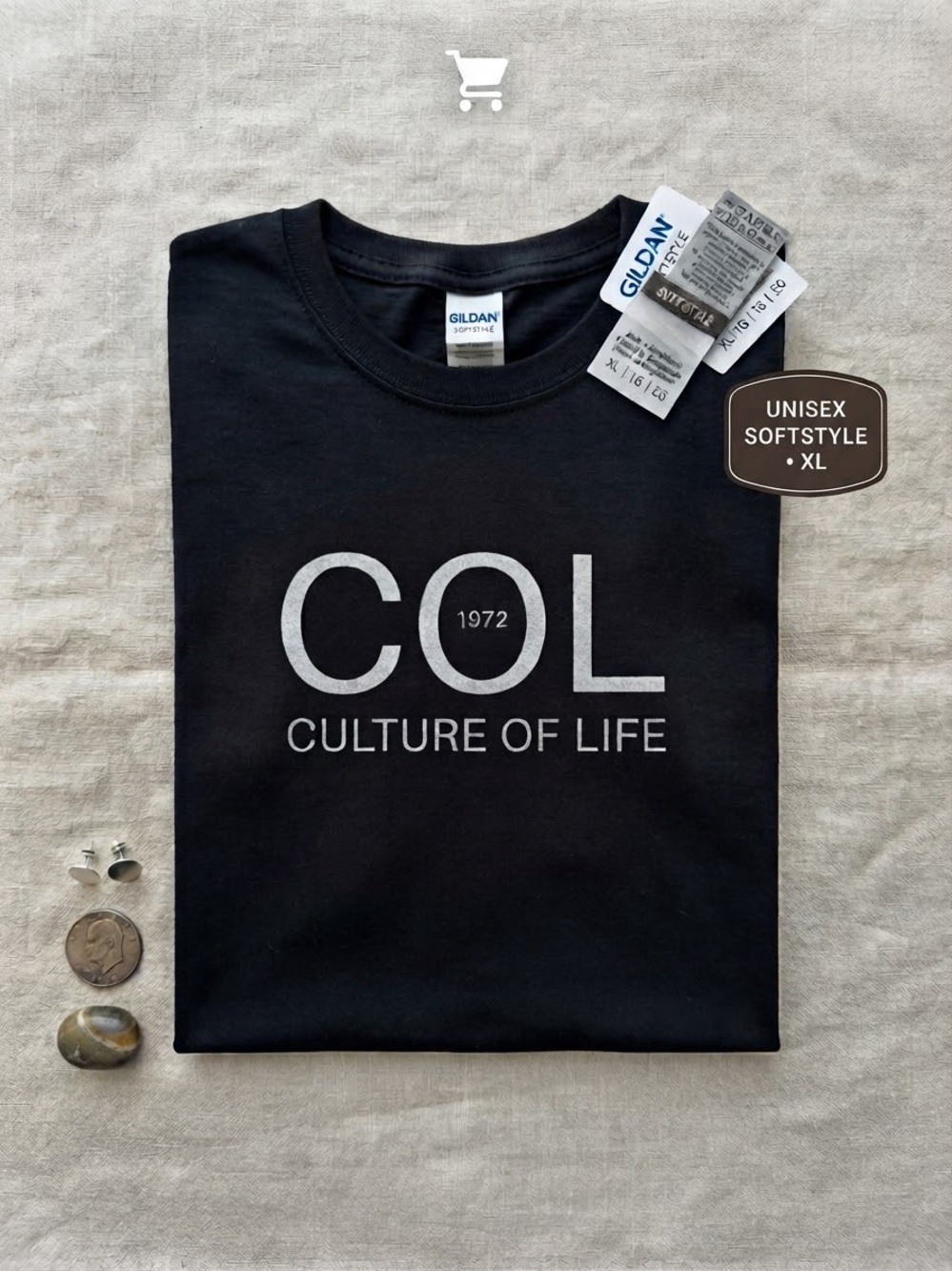 Culture of Life Brand 1972 Black 'Culture of Life' Crew Neck T-Shirt